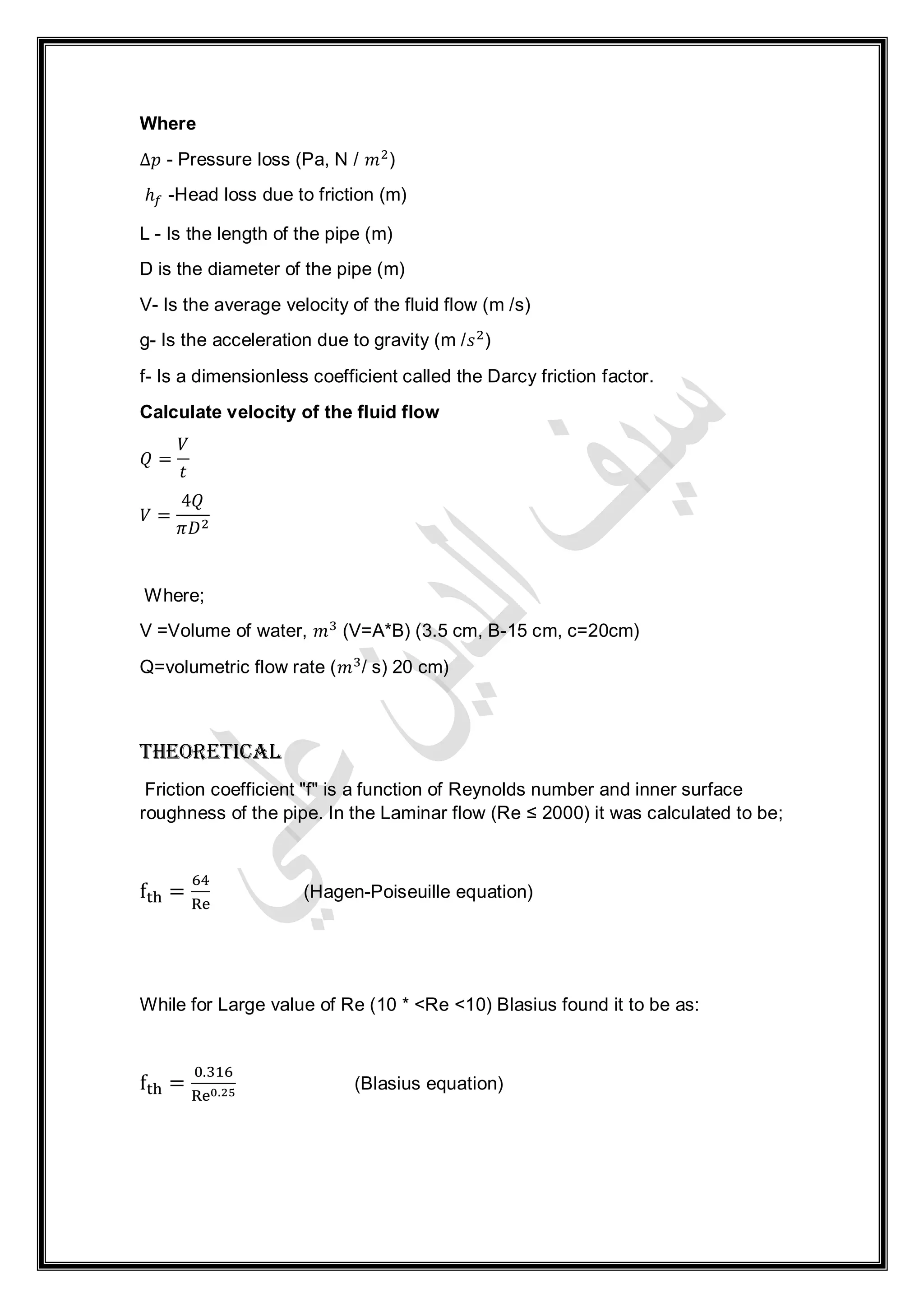 friction loss along a pipe | PDF