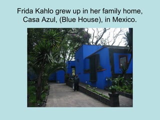 Frida Kahlo grew up in her family home,
Casa Azul, (Blue House), in Mexico.
 