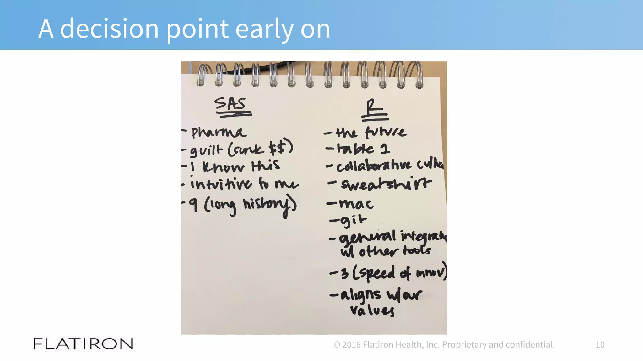 A decision point early on
10© 2016 Flatiron Health, Inc. Proprietary and confidential.
 