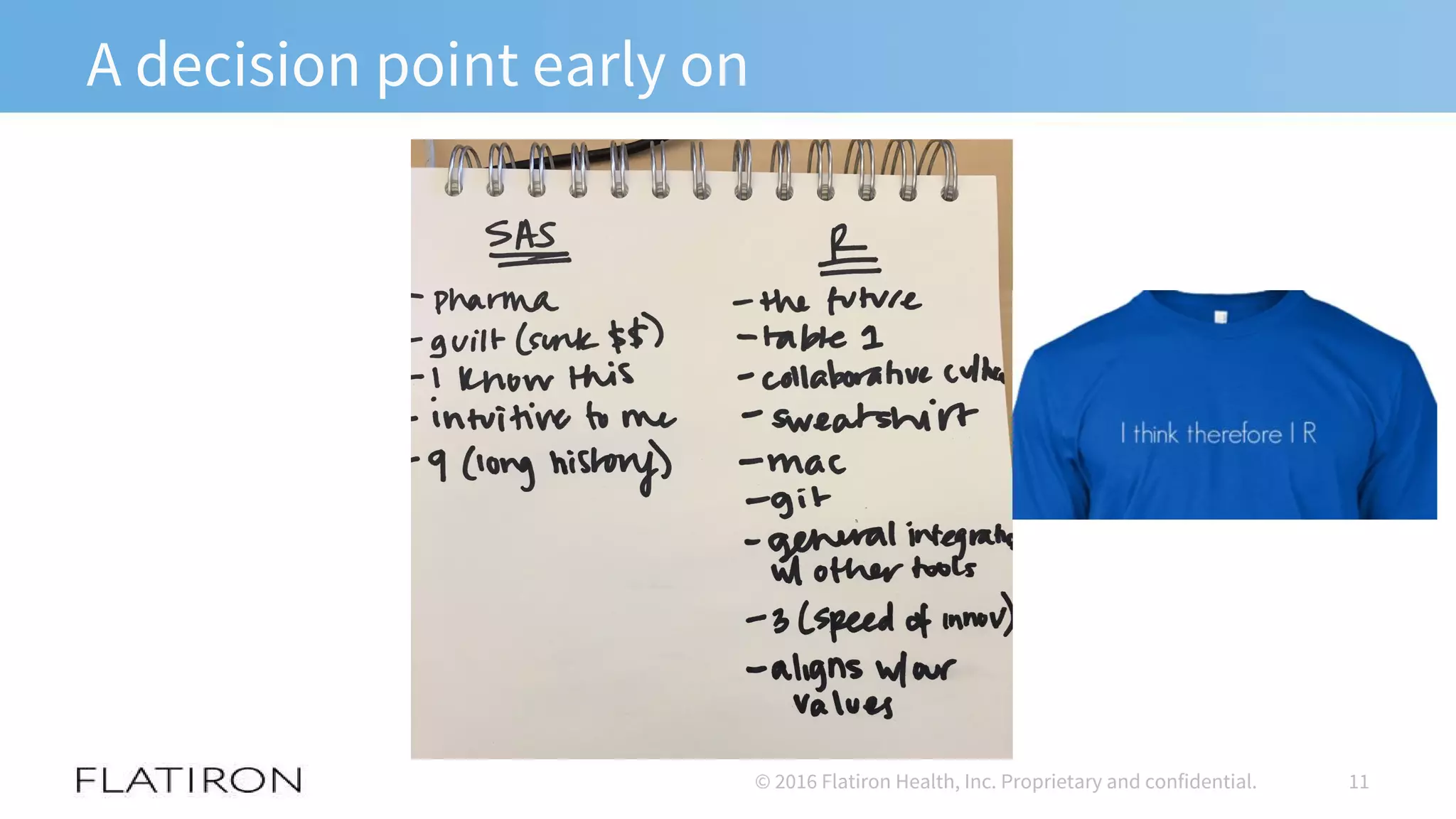 A decision point early on
11© 2016 Flatiron Health, Inc. Proprietary and confidential.
 