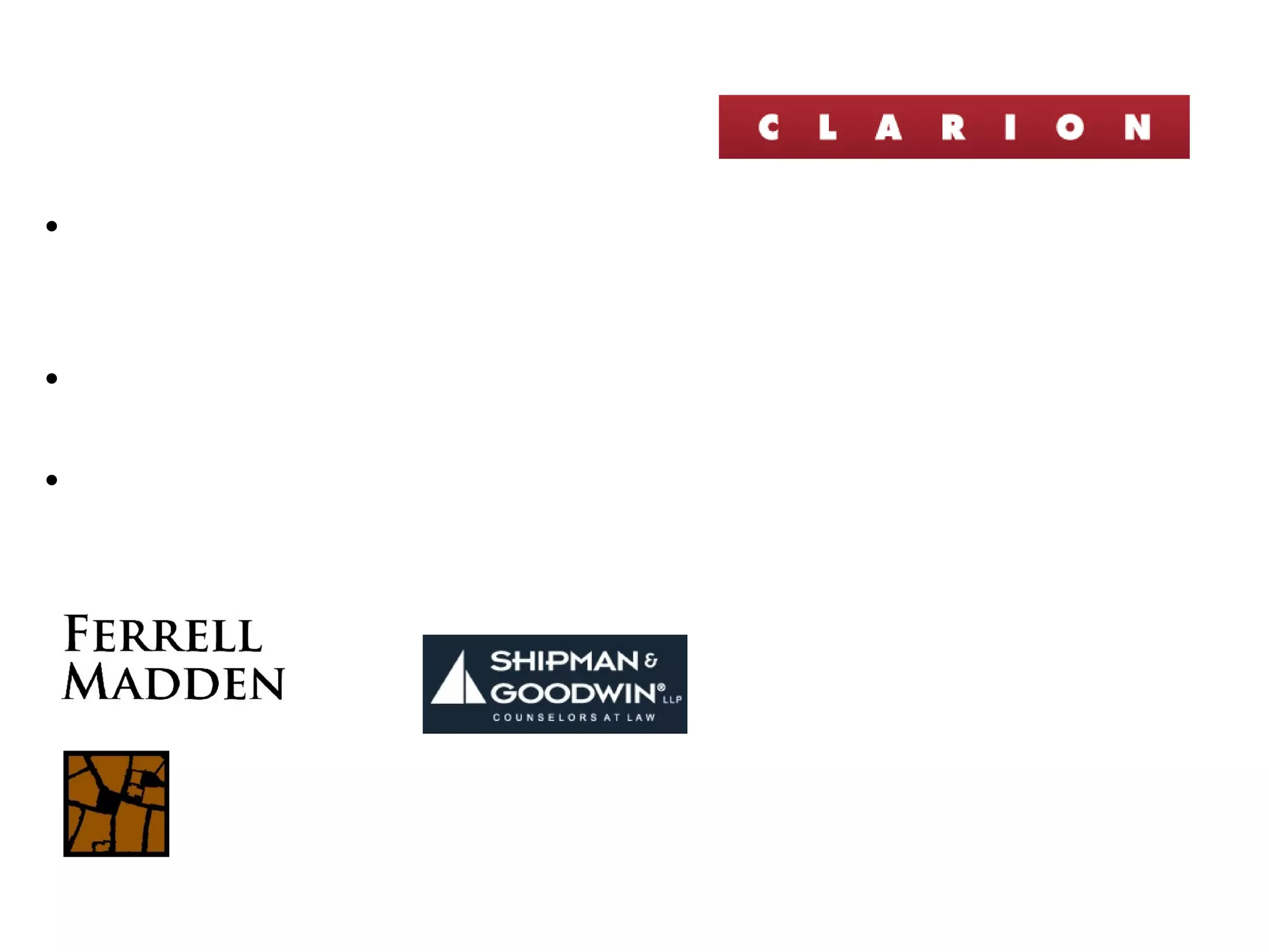 Clarion Associates, Project Lead

• Ferrell Madden Lewis, form base code issues, TOD & compact
development

• Seth Harry & Associates, visualizations & graphics

• Shipman & Goodwin, local land use expertise, assist code
preparation, local liaison




        SETH HARRY & ASSOCIATES, INC
        Architects and Planners
 