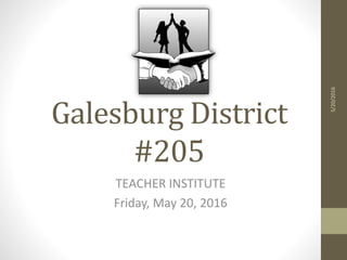 Galesburg District
#205
TEACHER INSTITUTE
Friday, May 20, 2016
5/20/2016
 