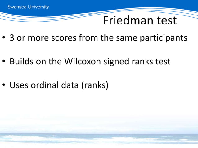 Non-parametric earworms using Friedman test | PPTX | Standardized ...