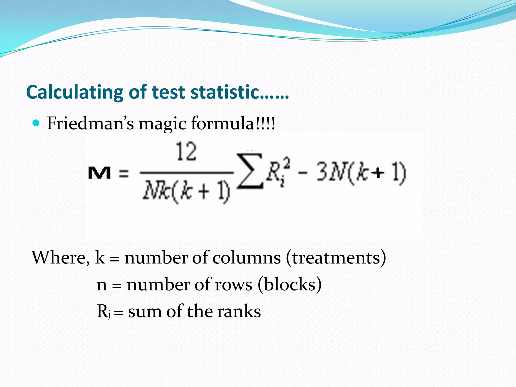 Friedman two way analysis of variance by | PPTX