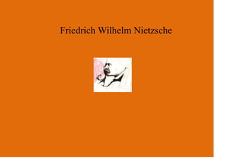 Friedrich Wilhelm Nietzsche<br />Friedrich Wilhelm Nietzsche es un autor que ha suscitado un gran número tanto defensores cuanto detractores, esto es, podríamos afirmar que es un autor indudablemente vinculado con el término “crisis” y al que nadie deja indiferente.<br />Defensores:                                ->       CRISIS                    <br />Detractores:                              ->       CRISIS<br />Ahora bien, ¿a qué atribuir la intensidad de las reacciones que ha provocado y aún provoca? <br />Hermenéutica de los textos:<br />La respuesta a esta cuestión nos sumerge en una compleja indagación hermenéutica en la que gran parte de sus intérpretes –desde su propia hermana hasta los críticos más actuales como Benz, Jaspers o Vattimo  - refuerzan sus posturas alegando tanto la vida como la obra de nuestro autor. <br />En tanto que la investigación ante tal cúmulo de reacciones a su biografía y bibliografía se intensifica, esperaríamos encontrar que sólo los autores más próximos cronológicamente a Nietzsche las defendieran en posiciones extremas pero lo cierto es que no es así.  La mayoría de los autores actuales siguen reconociéndose más bien en uno u otro margen antes que en una “postura equilibrada de consenso”, lo cual hace concluir a muchos que se trata de un autor digno de estudio que no deja indiferente a aquél que a él se aproxima.   <br />Hipótesis:<br />La hipótesis que finalmente quedará expuesta es la de interrogarnos si posturas que aparentemente están tan encontradas en torno a Nietzsche, a través de él, quedan más próximas de lo que podríamos llegar a imaginar.<br />      <br />Friedrich Wilhelm Nietzsche (Röken (Turingia), 15 de octubre de 1844 – Weimar, 25 de agosto de 1900)<br />Tuvo una hermana llamada Elizabeth, dos años menor que él y la principal y controvertida difusora de su obra a partir de su muerte.<br /> Ambos son nietos e hijos de pastores protestantes, lo cual marcará el                                                                 <br />Pietismo rigorista:<br /> que reinó en el ambiente familiar (carácter reservado y retraído, disciplina rigurosa, escrupulosas obligaciones), <br /> que orientará su proyecto educativo (Primaria en Naunburg, Secundaria en la fundación luterana Pforta [recia y exigente formación humanística: lenguas clásicas, música (funda la unión musical “Germania”) y poesía (en ella estudió Fichte, Novalis)], primer curso de Teología en Bonn [1864-> conoce a su maestro Friedrich Ritschl, con quien se trasladará a Leipzip y contrae la sífilis], su licenciatura de Filología en Leipzig [1865-> 1868, descubre la filosofía de Schopenhauer, compone música y funda la Unión filológica]) y su cátedra extraordinaria en Basilea [1869, se nacionaliza suizo-1879, le asignan pensión por enfermedad]<br /> y que se verá expresado en la vida y obra de nuestro autor (ataque frente a la religión y las costumbres de la época) <br />A este pietismo rigorista pueden añadirse dos circunstancias claves: la pérdida de sus seres queridos y la enfermedad:<br />Respecto a la pérdida de sus seres queridos<br /> Ha de señalarse  como acontecimientos decisivos tanto la muerte de su padre cuando sólo contaba cuatro años de edad (lo cual motiva el traslado de Röken a Naunburg) como las polémicas relaciones que mantuvo con su hermana (en 1882 se casa y marcha a Paraguay),  el rechazo amoroso de Lou Salomé, una intelectual que traba relación con intelectuales como Rilke o Freud ( unos meses durante 1882) o las difíciles relaciones con sus coetáneos tales como Richard Wagner (1868-1878, hasta 1871 alabanzas, hasta 1888 odios) o ya más profesionalmente la tortuosa indiferencia que le dispensaron la mayor parte de los filólogos de su época quienes lo acusaban de carecer de rigor científico ya desde la publicación de su primera gran obra en 1871. <br />                        a      <br />Respeto a la enfermedad de Guillermo Federico<br />Se sabe que comenzó a sufrir fuertes dolores de cabeza cuando sólo contaba doce años de edad, quizás debidos a patologías visuales. Aunque nunca confesado públicamente, padeció sífilis desde su adolescencia en los primeros meses de Leipzig y a lo largo de su vida irá desarrollando una degeneración progresiva que concluirá en esquizofrenia, reblandecimiento cerebral, parálisis y apoplejía en sus últimos meses de vida. Especial mención merece los trastornos y dolores de su última década en la que el pensador se ve obligado a un largo y austero peregrinaje en busca del sol, el aire puro de las montañas  y la proximidad al mar (Riva, Génova, Sicilia, Rapallo, Niza, Sils-María, Turín,...) y en cuyo período muchos críticos reconocen su obra más lúcida y personal. En mayo de 1889 –once años antes de su muerte- es internado en la clínica de Basilea y poco después es trasladado y cuidado por su madre y hermana en Jena hasta su fallecimiento por apoplejía (=Suspensión súbita de la acción cerebral por derrame sanguíneo) el 25 de agosto de 1900 en Weimar<br />                 <br />Las fotografías que aquí se han incluido estaban alojadas en la web de Flickr (www. Flickr.com/photos/) y sus autores son:<br />Juan Pablo Guisepponi<br />Gyuen<br />Antonio Lervolino<br />Rosewithoutathorn84<br />Sobibor<br />Xabier de Jauréguiberry<br />Alex Fajardo<br />John Kochler<br />Steve, h.<br />Adrian Dmoch<br />Manuel Holgado<br />Wilber el salvador<br />Antwon<br />Caps<br />Poliorcetes<br />Bill Barber<br />Artexplorer<br />Morabetma<br />Mikey Burton<br />GIVI58<br />
