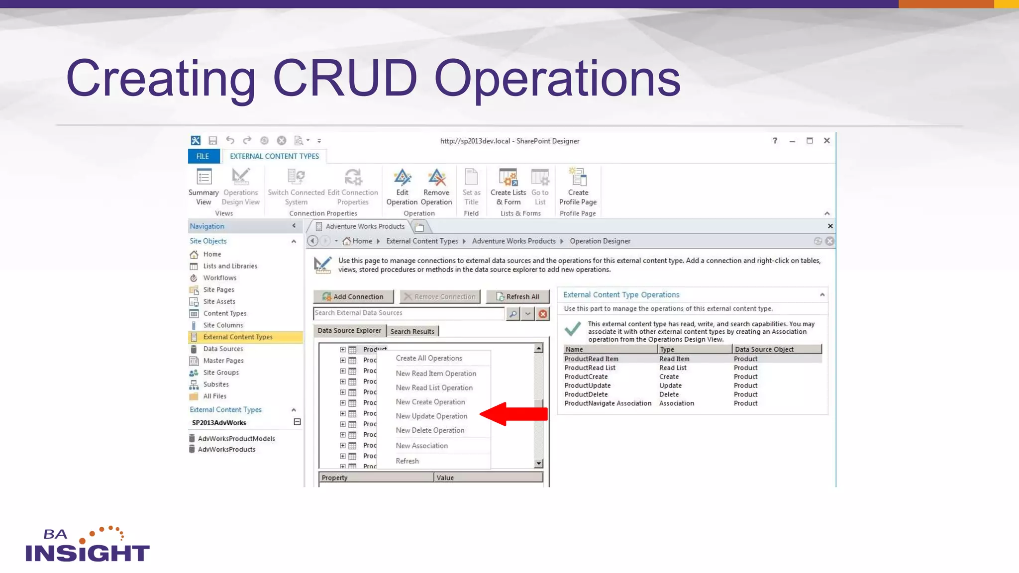 Creating CRUD Operations
 