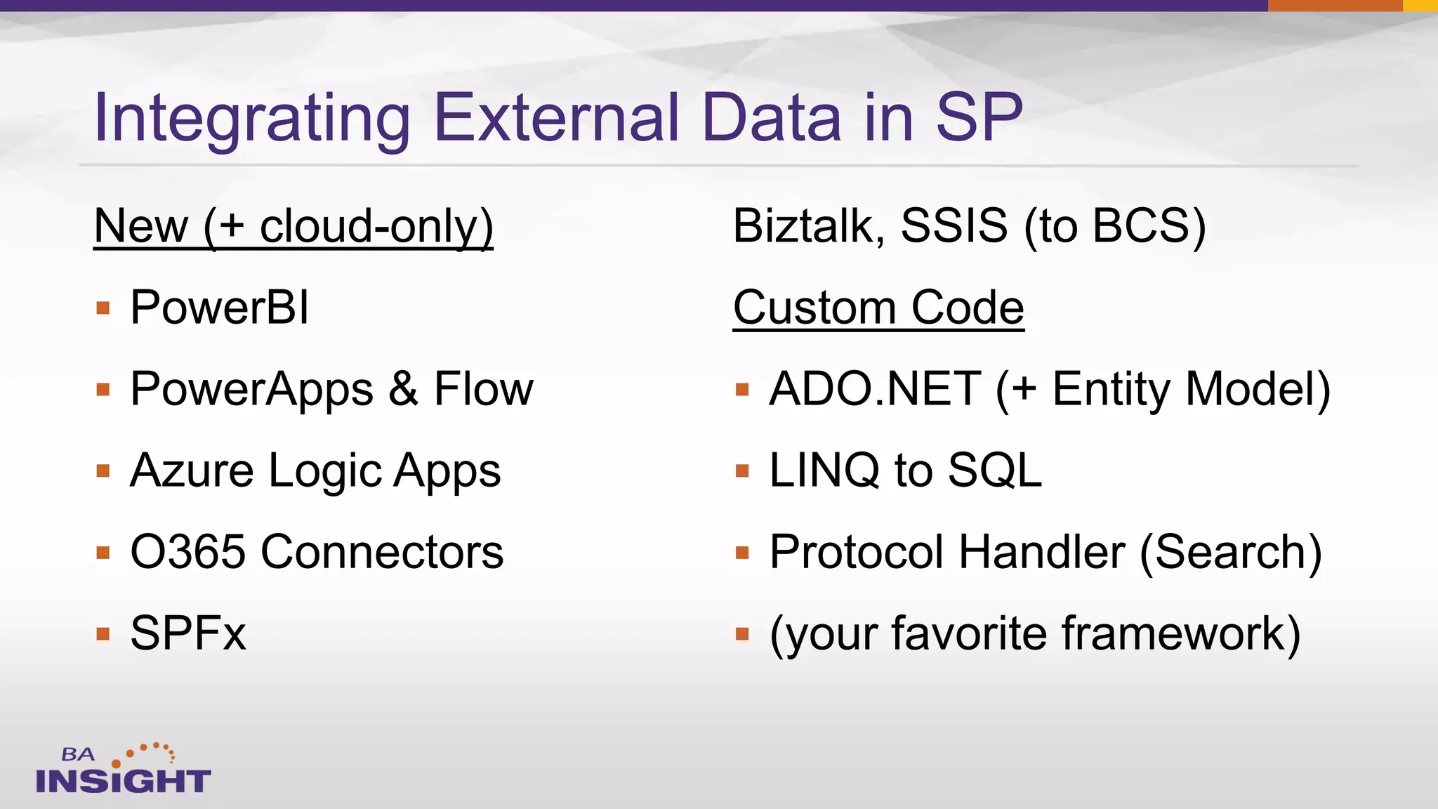 




Integrating External Data in SP




 