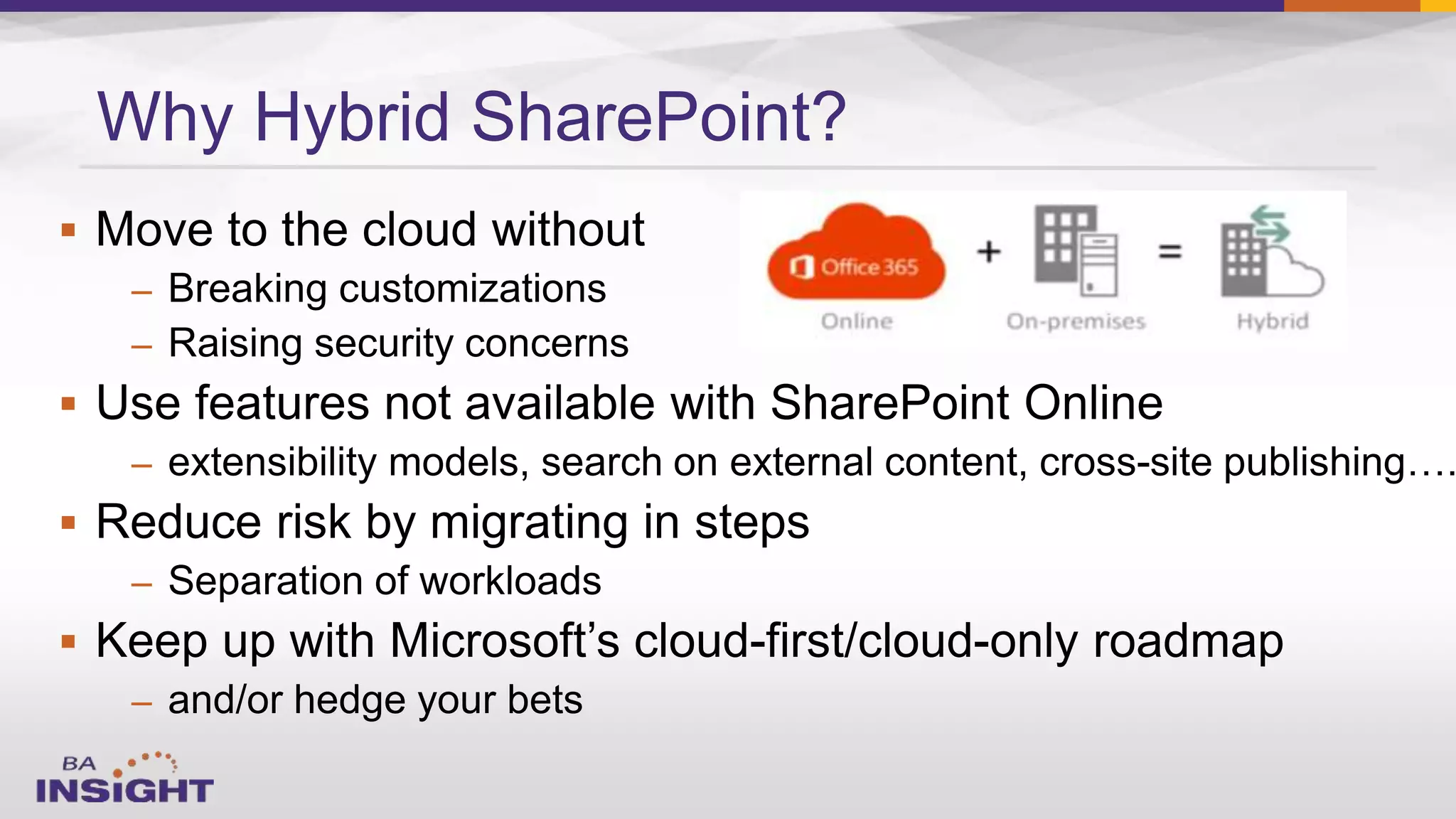
–
–

–

–

–
Why Hybrid SharePoint?
 