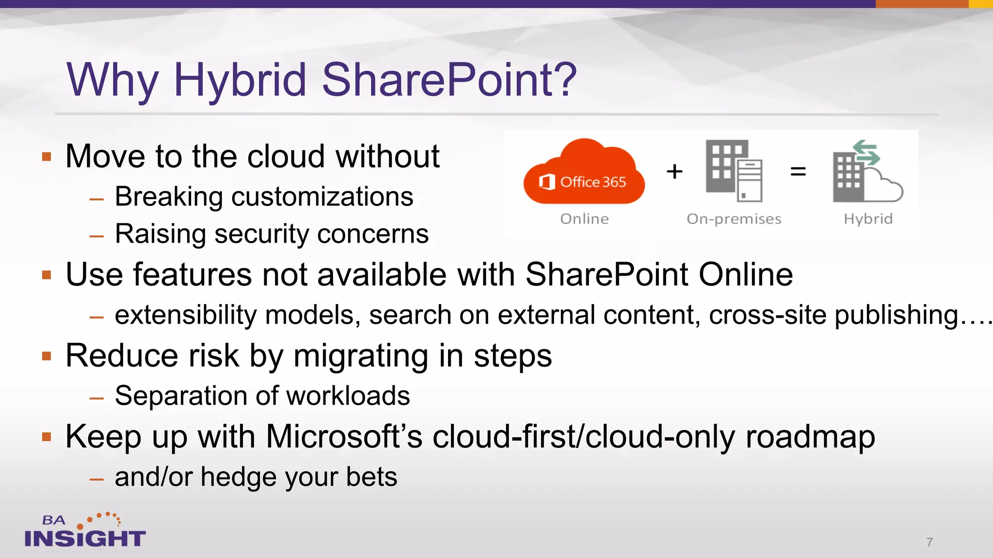 
–
–

–

–

–
Why Hybrid SharePoint?
7
 