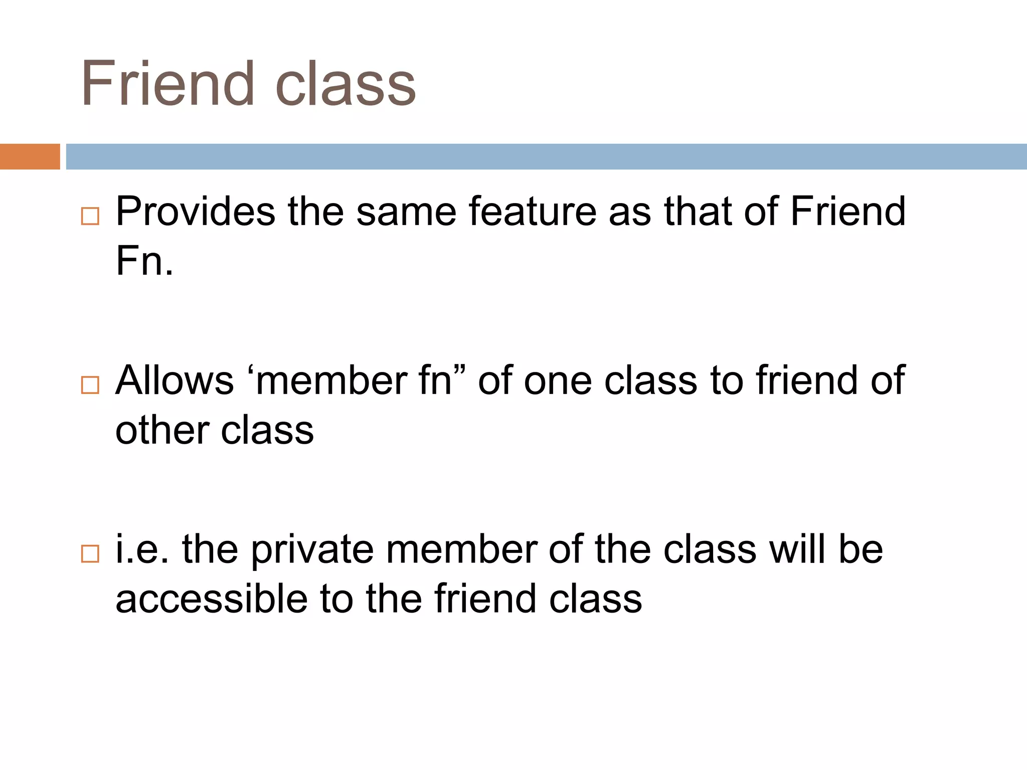 Friend function friend class ppt