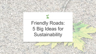 Friendly Roads:
5 Big Ideas for
Sustainability
 