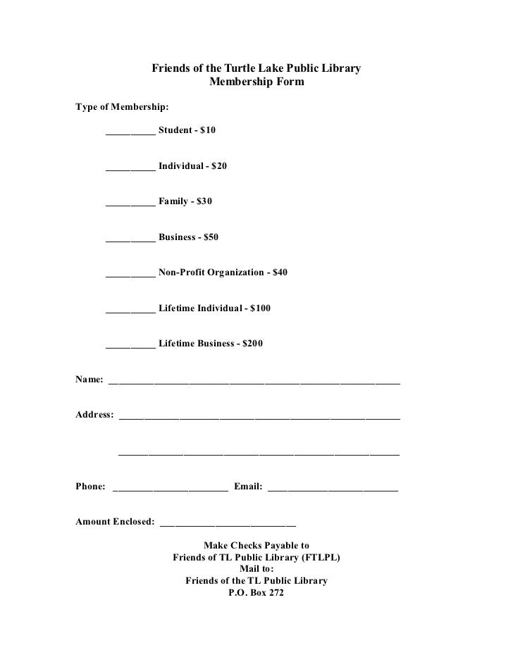 Friends Of The Turtle Lake Public Library Membership
