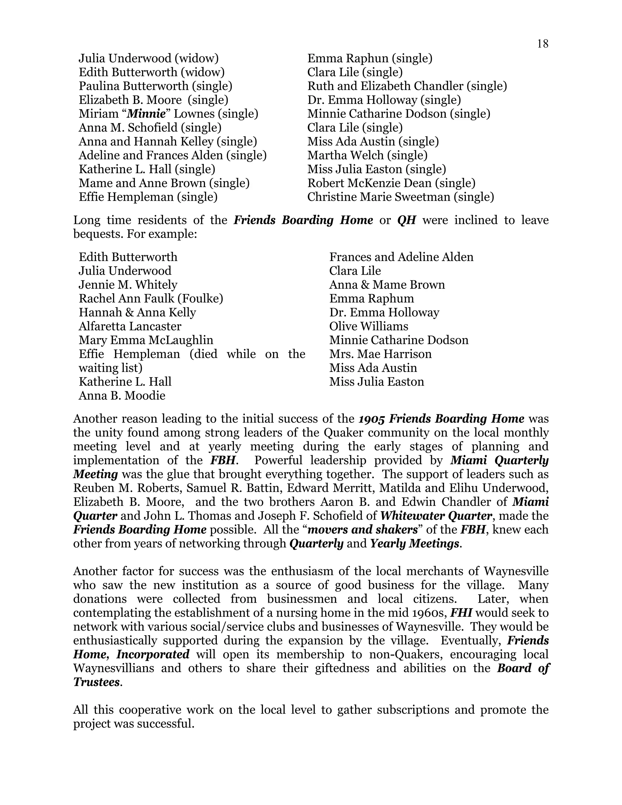 Thomas Raphun Friends boarding home research history of giving quaker heights | PDF