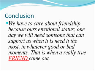 conclusion about friendship