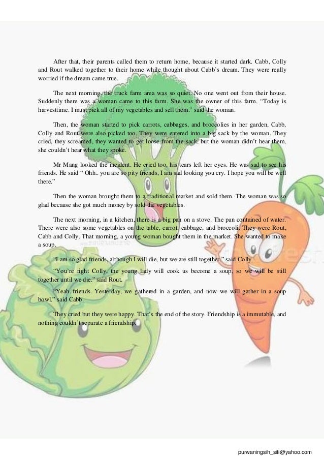 narrative text Friendship of vegetables soup