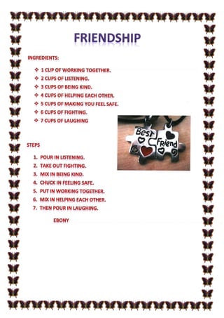 Friendship recipes