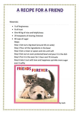 Friendship recipes