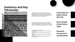 Exploring Frieze Patterns in Geometry: Symmetry and Transformations | PPTX