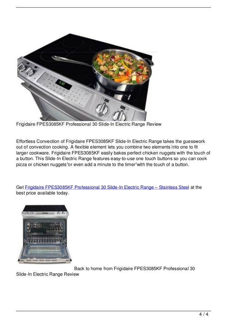 Frigidaire FPES3085KF Professional 30 SlideIn Electric Range Review