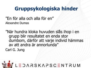  Rädsla för att någon ska tro att man inte gör någotDefinitionEn samling individer som uppfattar sig själva som medlemmar av en och samma sociala kategori.Gruppers utvecklingBeroende/TillhöraVärderingar