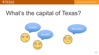 What’s the capital of Texas?
Austin
Austin
Houston
36
 