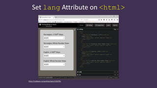 Set lang Attribute on <html>
http://codepen.io/aardrian/pen/rOGYNL
 