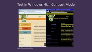 Test in Windows High Contrast Mode
http://buffalosoccerclub.org/About
 