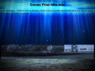 Cando Friol tiña mar
E sin embargo… habelos hainos (fósiles). Sirva a nosa humilde aportación para que alguén tome
o relevo e os acabe atopando
 