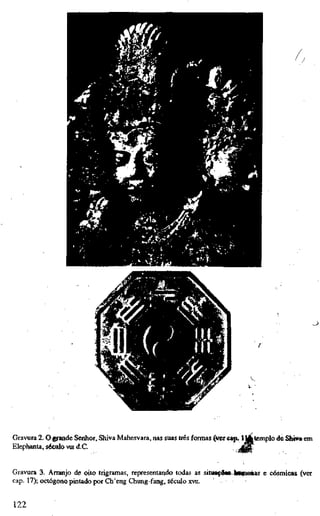 ^
Gravura 2. O^ande Senhor, Shiva Mahesvara, nas suas três formas fifereafi, lAteniploéÊSbiwaem
Elephanta, século vm d.C.
Gravura 3. Arranjo de oito trigramas, representando todas as sitaaçâ^.
cap. 17); octógono pintado por Ch'eng Chung-fang, século xvii.
i»s e cósmicas (ver
122
 