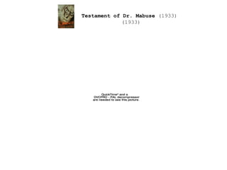 Testament of Dr. Mabuse  (1933) (1933) 