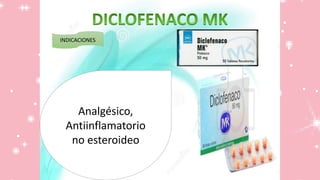 INDICACIONES
Analgésico,
Antiinflamatorio
no esteroideo
 