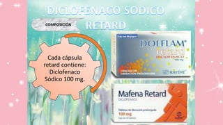 Cada cápsula
retard contiene:
Diclofenaco
Sódico 100 mg.
COMPOSICIÓN
 