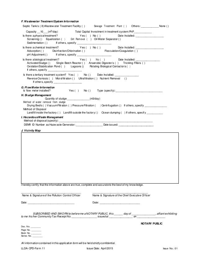 LLDA Discharge Permit Application Form