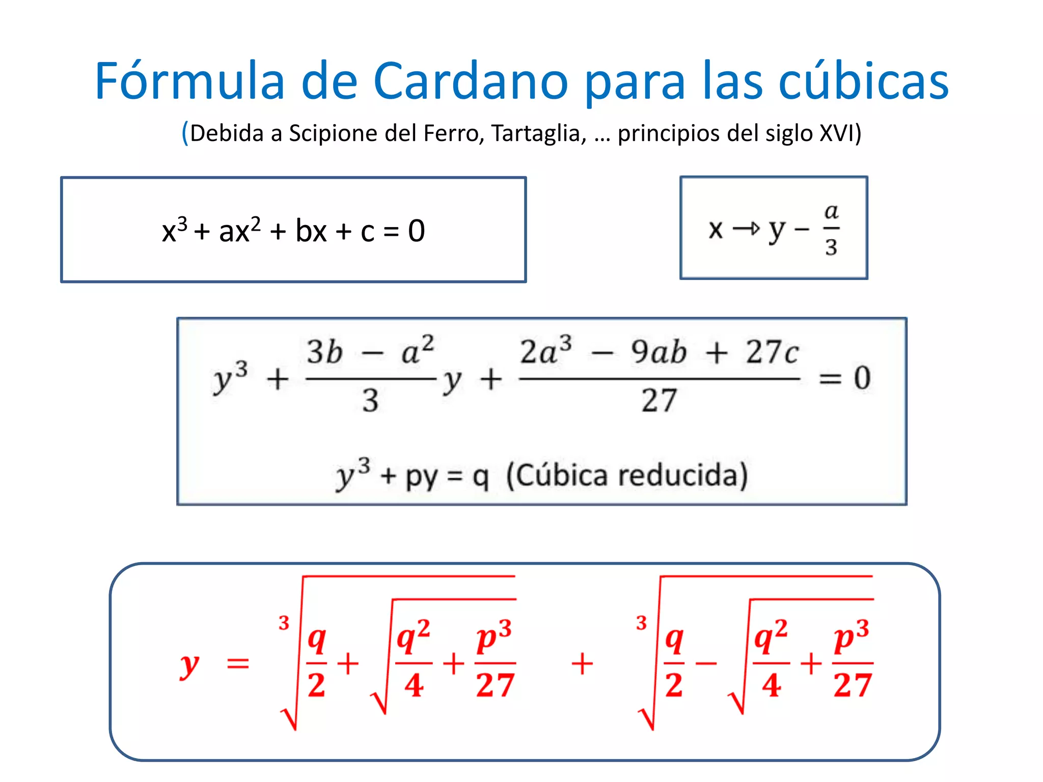 Fórmula de cardano para cúbicas | PPSX