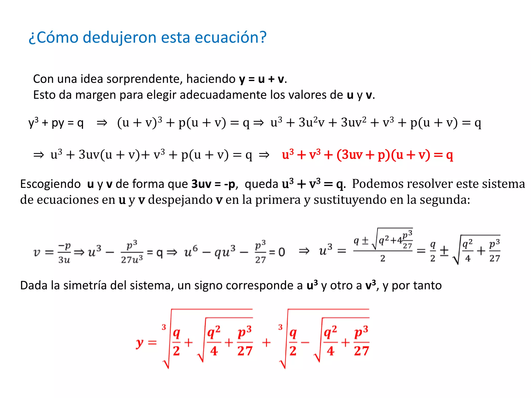 Fórmula de cardano para cúbicas | PPSX