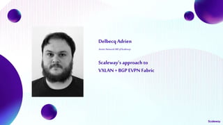 Delbecq Adrien
SeniorNetworkSRE@Scaleway
Scaleway’s approach to
VXLAN + BGP EVPN Fabric
 