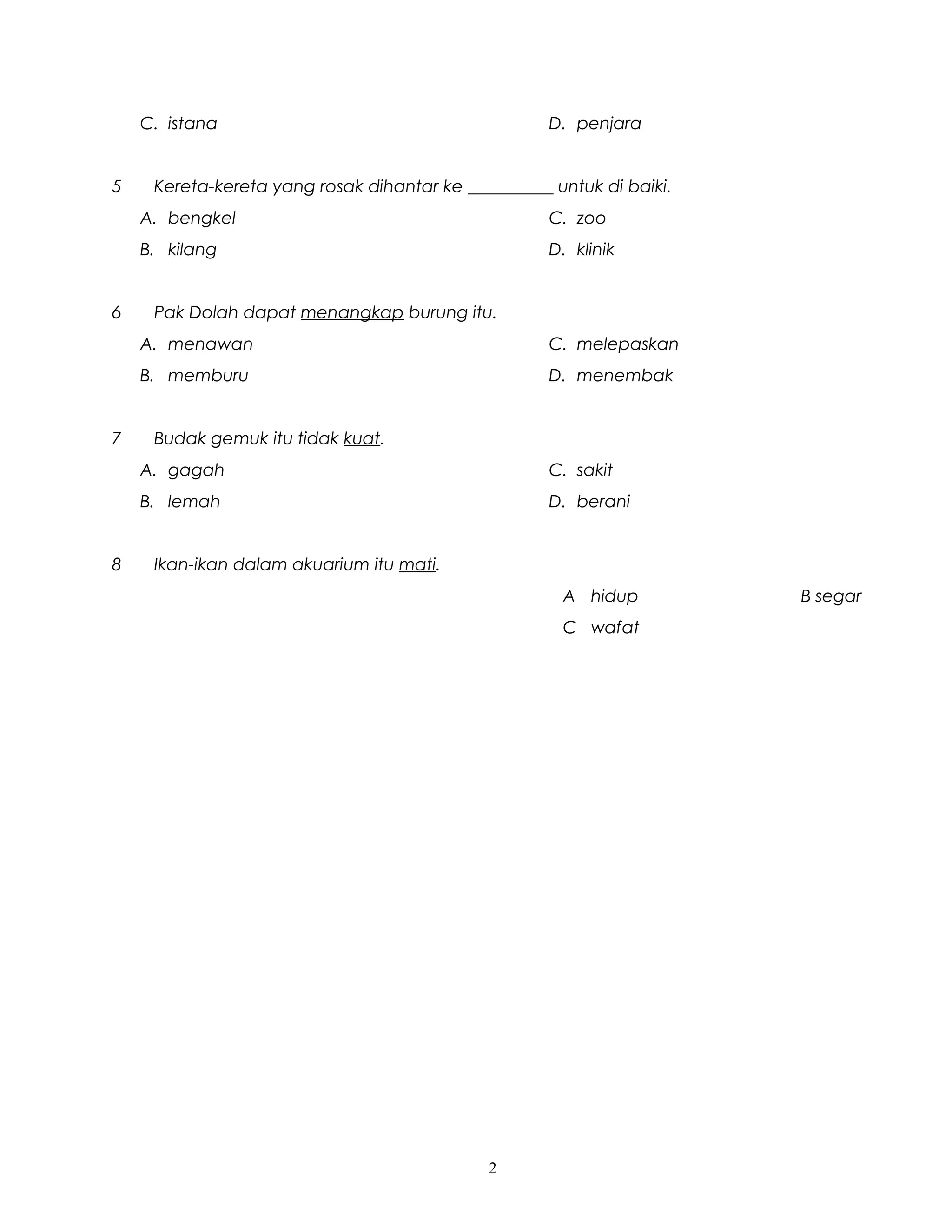 Latihan Bahasa Melayu Tahun 3 SKSU | DOC