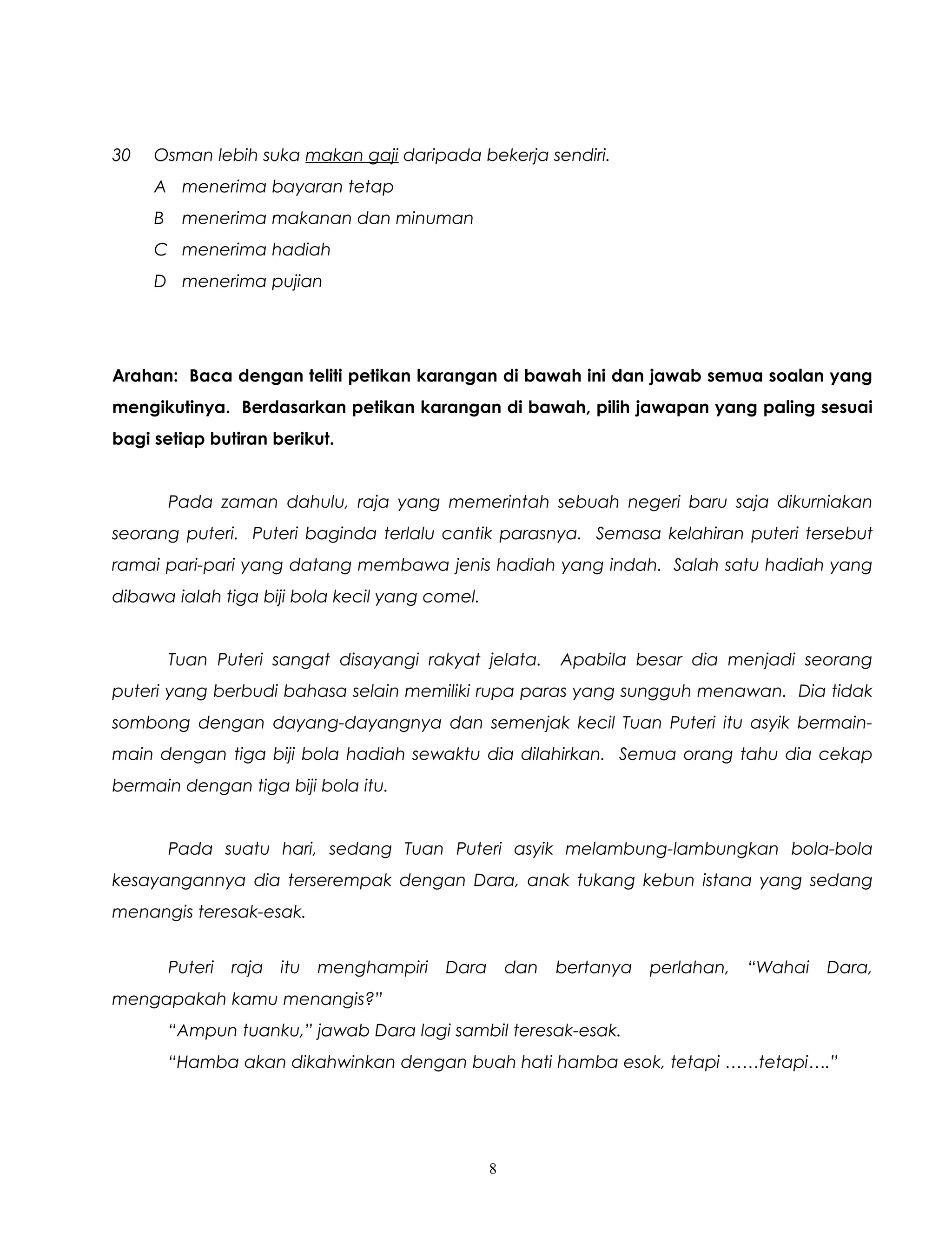 Latihan Bahasa Melayu Tahun 3 SKSU | DOC