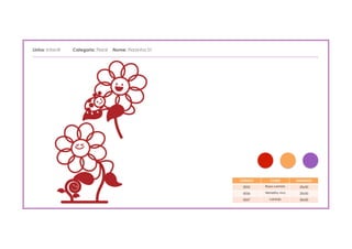 Linha: Infantil   Categoria: Floral Nome: Florzinha 01
___________________________________________________________________________________________________________________________________




                                                                                               CÓDIGO        CORES       TAMANHO

                                                                                                0055      Rosa carmim     20x30

                                                                                                0056      Vemelho vivo    20x30

                                                                                                0057        Laranja       20x30
 