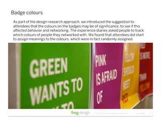 Badge colours
As part of the design research approach, we introduced the suggestion to
attendees that the colours on the b...
