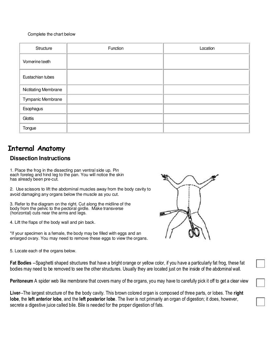 Frog Dissection Lab Manual