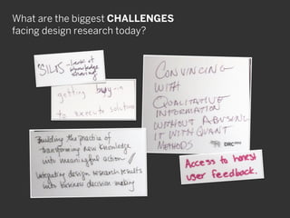 What are the biggest CHALLENGES
facing design research today?
 