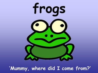 frogs

‘Mummy, where did I come from?’

 