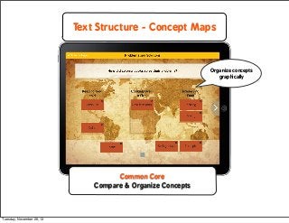 Text Structure - Concept Maps

Organize concepts
graphically

Common Core
Compare & Organize Concepts

Tuesday, November 2...