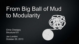 From Big Ball of Mud
to Modularity
Chris Chedgey
Structure101
Jax London
October 29, 2013

 
