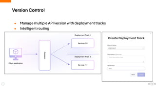 ● Manage multiple API version with deployment tracks
● Intelligent routing
15
Version Control
 