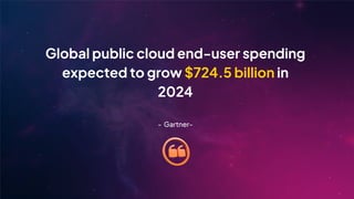 Global public cloud end-user spending
expected to grow $724.5 billion in
2024
- Gartner-
 