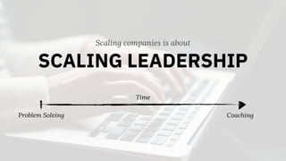 Scaling companies is about
SCALING LEADERSHIP
Problem Solving Coaching
Time
 