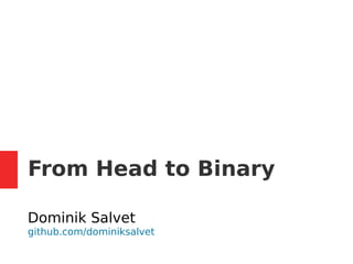 From Head to Binary
Dominik Salvet
github.com/dominiksalvet
 