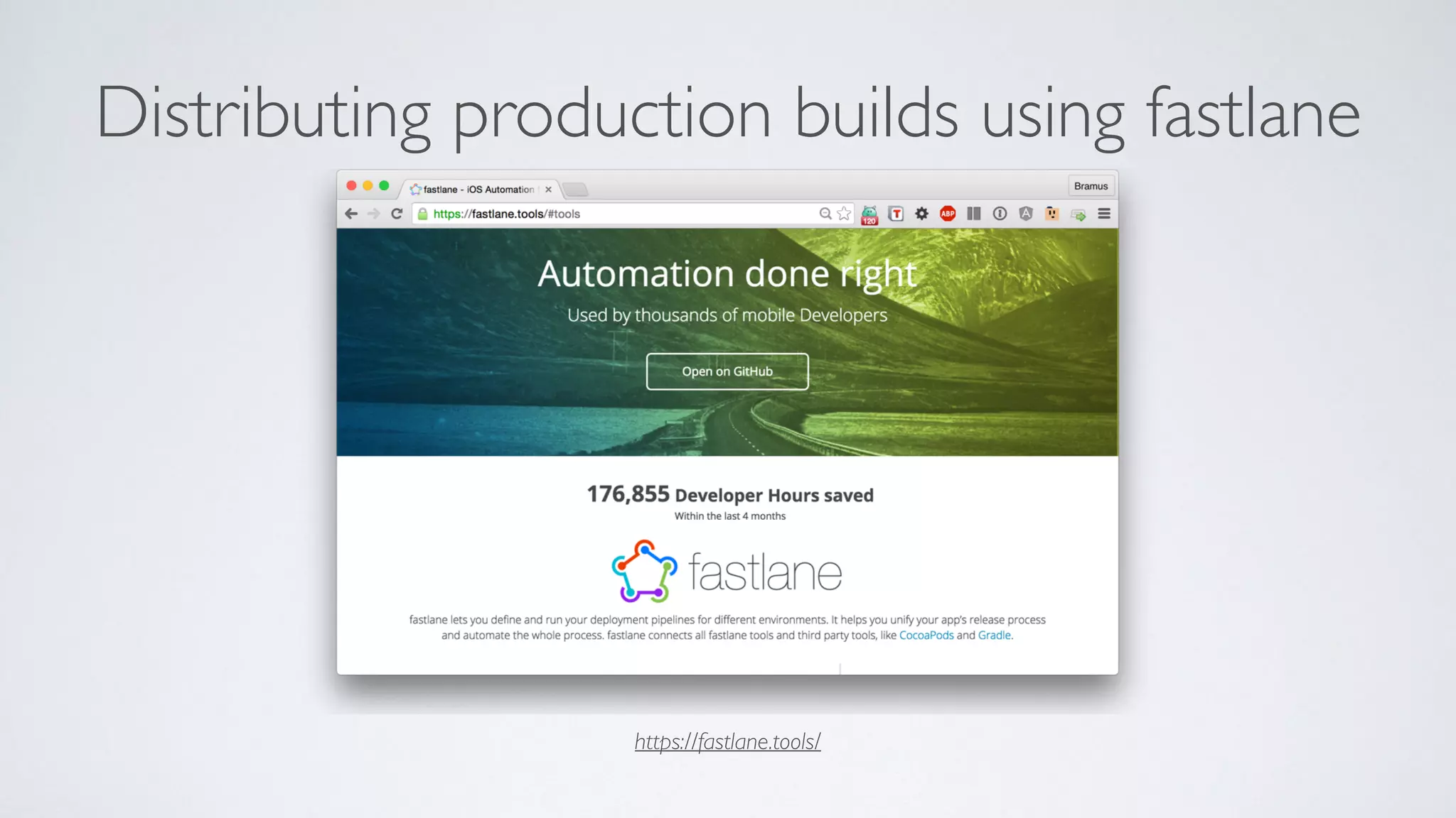 Distributing production builds using fastlane
https://fastlane.tools/
 